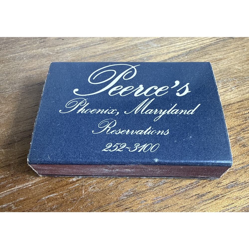 Peerce’s Plantation Restaurant Phoenix Maryland Matchbook Matchbox Vintage 1990s